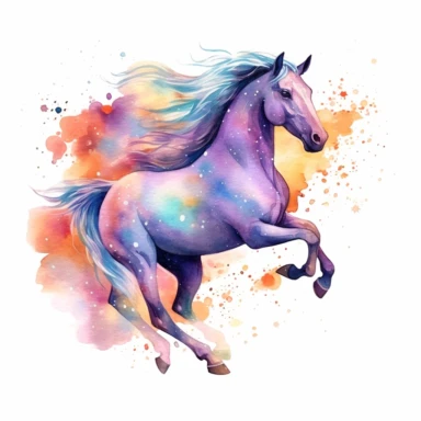 Watercolour Magic Mystical realistic horse clipart horse, stars, planets, dreamu clipart,trippy, white background--v 5.1