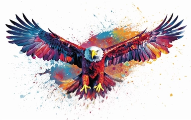 Create a captivating visual representation that symbolizes breaking free from barriers and unleashing boundless potential in business. Depict a soaring eagle with its wings outstretched, symbolizing courage, freedom, and limitless possibilities. Let the image exude a sense of empowerment and inspire viewers to embrace change, overcome challenges, and rise above limitations. Use vibrant colors and dynamic elements to convey energy and excitement. The image should evoke a sense of awe and ignite t