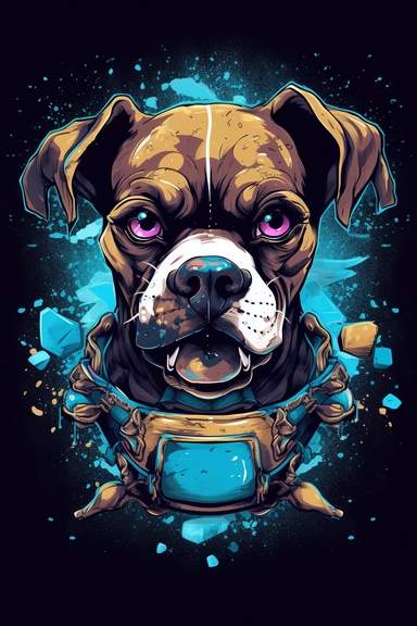 A detailed illustration a Skull of dog with boxing gloves and a blue eye, having a championship golden belt, t-shirt design, jewlery on, t-shirt design, in the style of Studio Ghibli, pastel tetradic colors, 3D vector art, cute and quirky, fantasy art, watercolor effect, bokeh, Adobe Illustrator, hand-drawn, digital painting, highly detailed clean, vector image flat white background, isometric, vector image, clipart, front view, retro style, white background, colorful shades, highly detailed cle