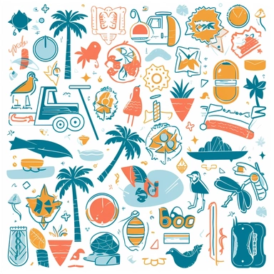 Vector Clip Art, on white background, flat, All things florida