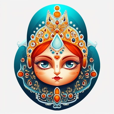 an evil woman in a russian traditional dress royaltyfree clipart, in the style of adorable toy sculptures, distinctive noses, colorful graffiti-like, babycore, elaborate, made of crystals, pattachitra