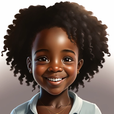 clipart of black young girl smiling and happy