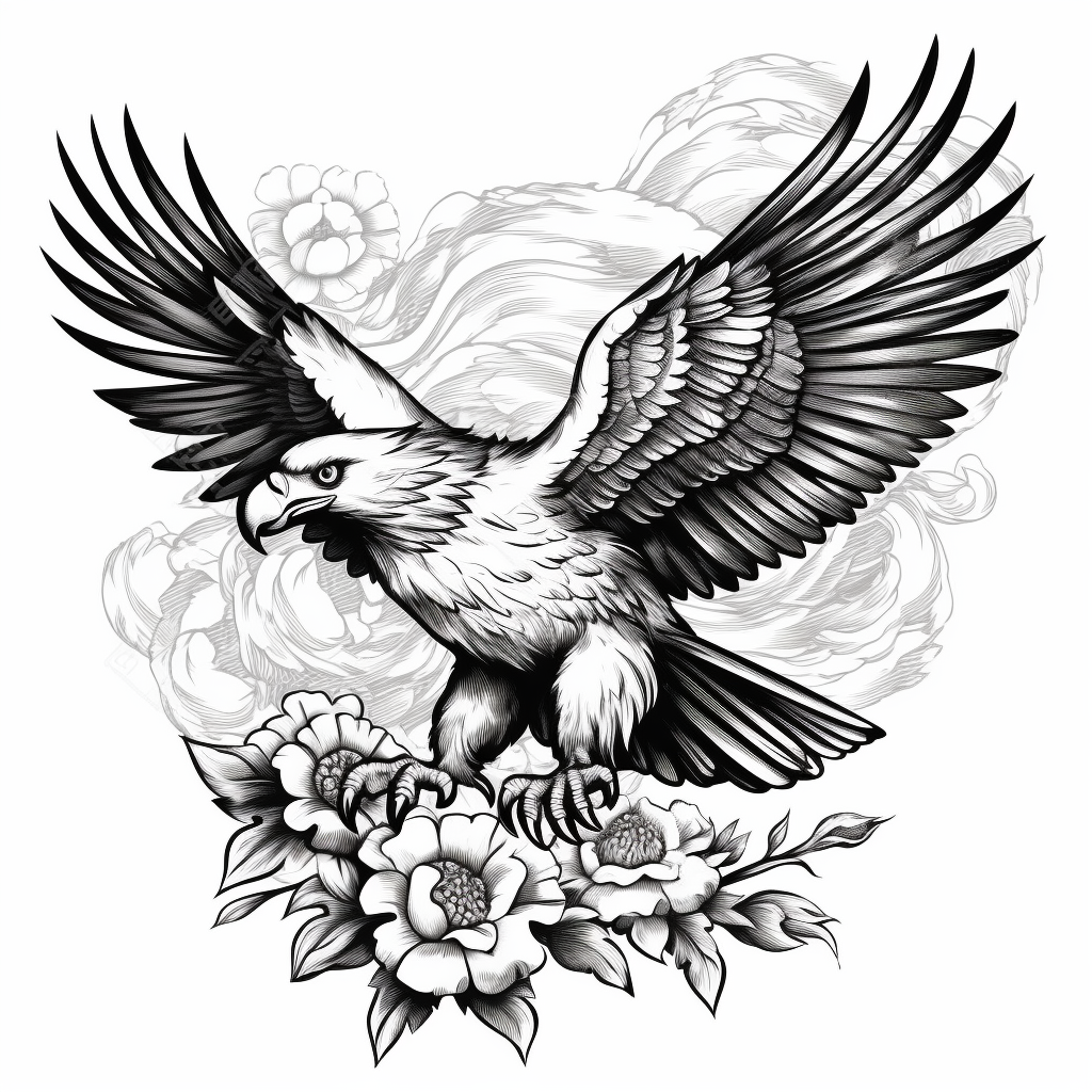 EAGLE TRIBAL TATTOO. White on Black Tapestry by Tom Hill - Pixels Merch