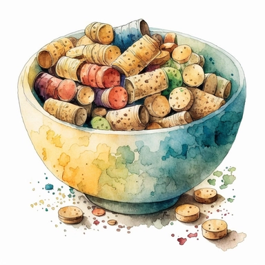 watercolor clipart bowl of corks
