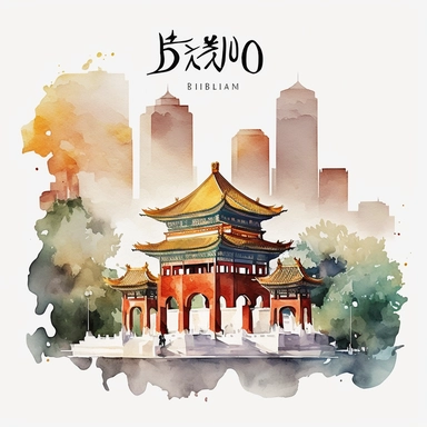 watercolor of Beijing city clipart sublimation