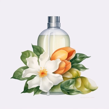 premium body lotions, extracted from flower and fruit, sustainability concept, oil painting, clipart, transparent background,