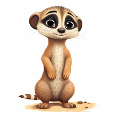 Clipart of a cute baby meerkat, full body