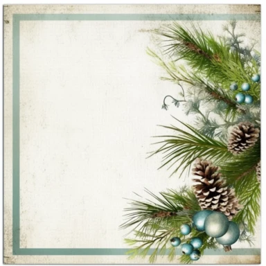 clipart with white background, pine boughs with pretty Christmas bow as a partial page border, clearly defined separate image, high quality--ar3:4-no mockups, watermarks, numbers, writing, letters--q2--v5.1--s1000
