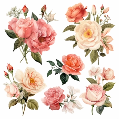 Roses Floral Bouquets clipart