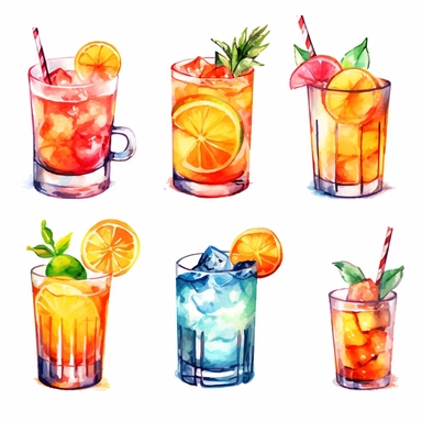 transparent background line art clipart icons cocktail drinks watercolour 1109022791598096435