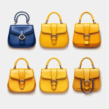 royal blue and mustard yellow GUCCI purses with white background, isolated images 300dpi vector clipart