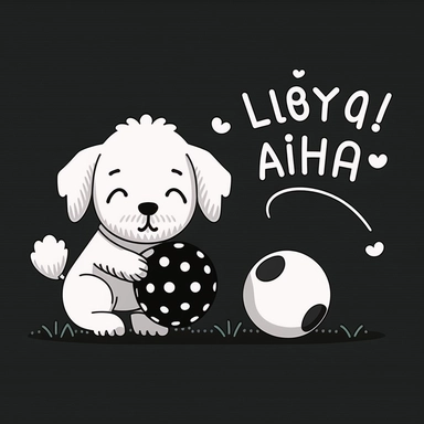 Thanks for always fetching my ball, Mom!, cute, clipart, flat 2d vector, minimalist, black and white, kids cartoon, svg cut file, line art drawing