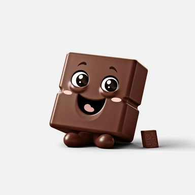 cute chocolate, clipart, minimalist, isolated white background, 8k