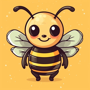 Clipart of a cute Kawaii bee, vibrant colors