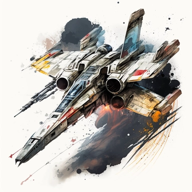 fighter jet, star wars, watercolor, clipart