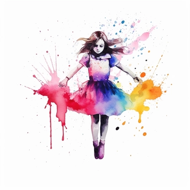 Alice Watercolor Clipart minimalist,bright colors isolated white background,8k