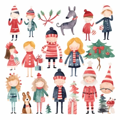 Christmas party 12 cliparts set