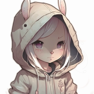 rabbit with hoody, Watercolor Clipart,comic, strybk, full Illustration, 4k, sharp focus, watercolor, smooth soft skin, symmetrical, soft lighting, detailed face, concept art, muted colors, watercolor style, strybk, children's style fairy tales, chibi kawaii, . Octane rendering, 3d. Perfect face, detailed face, delicate face, perfect sharp lips, detailed eyes. Craig Davison, Aubrey Beardsley, Conrad Roset, Aikut Aidogdu, Agnes Cecil, watercolor style