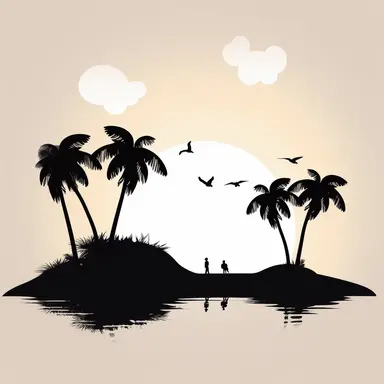 simple beach scene black, svg, clipart, silhouette cricut, white background