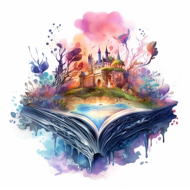 fantasy book in the style of vibrant watercolor landscapes, detailed and intricate compositions, felinecore, fantastical worlds, ghostly forms, calligraphy-inspired, naturalistic lighting, watercolor clipart
