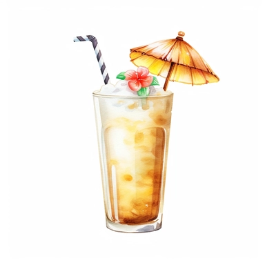 Pina Colada Water Color Cocktail Clipart Hawaiian cocktails , illustration, single object, high definition, white background for removing background