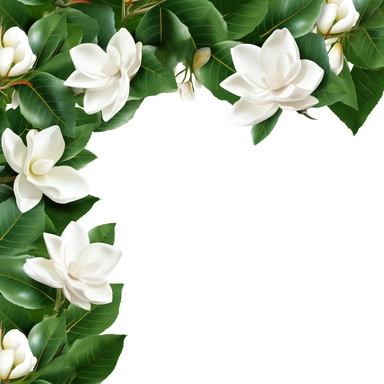 Magnolia leaves border clipart, hd