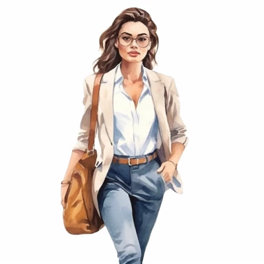 watercolor style, travelling latino business woman, realistic. Clipart, isolated on white background, 4K