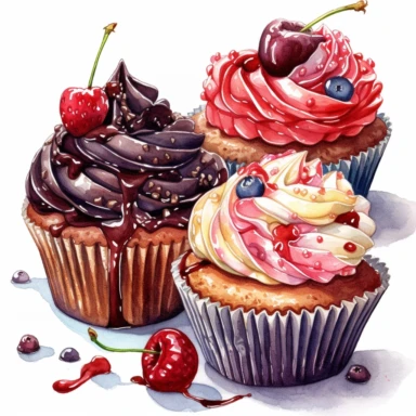 An intricately detailed watercolor clipart illustration displaying an ultra-realistic [specific design idea, like  cupcakes decorated with chocolate and waffle  ], isolated on a white background, in the style of ultra-detailed watercolor clipart illustrations, HDR watercolor clipart illustrations, 32K watercolor clipart illustrations, hyperrealistic watercolor clipart illustrations, ultra-intricate watercolor clipart illustrations, high-resolution watercolor clipart illustrations, high-definitio