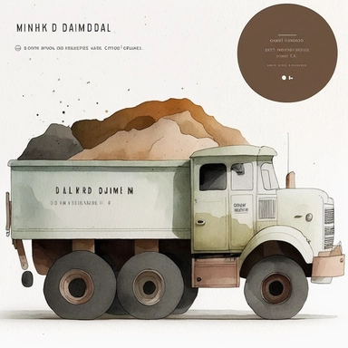 Watercolor Dump truck clipart, beautiful watercolor ink wash coloring, thick pencil lines, Jon klassen, Adrian tomine, popular on etsy, watercolor illustrations clipart, watercolor illlustration book illustrations, plain white background