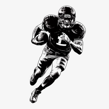 american football clipart, simple, black and white, white background