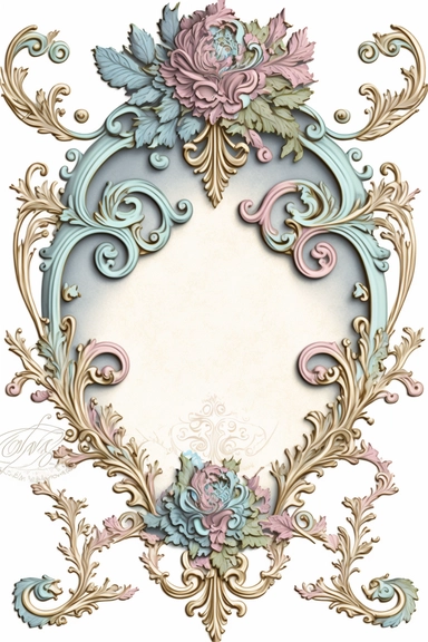 pastel victorian baroque Versailles frame clipart