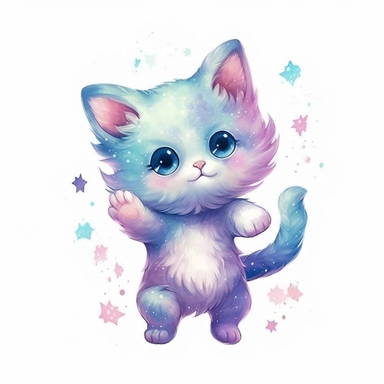 A cute little blue kitten with stars on its back.