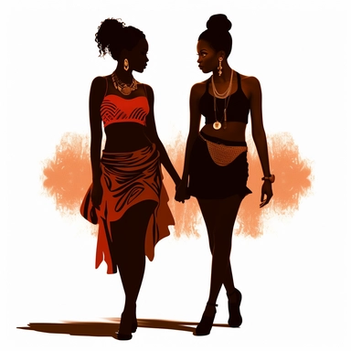 Black African-American beautiful women,soul sister,clipart posing,4 feet