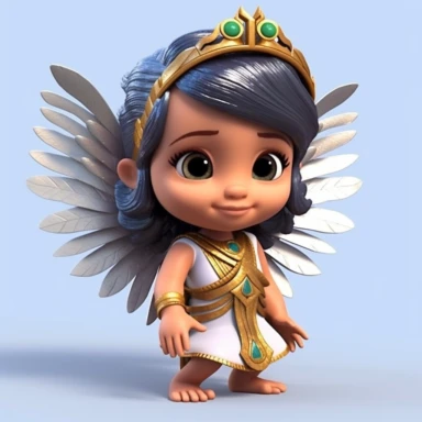 an adorable baby indian fairy with big shiny cute eyes 3D model clipart