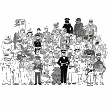 a set of black line clipart inspired by zombie wars and eat the rich and income inequality and class warfare and evil muppets and retro rubber hose style animation