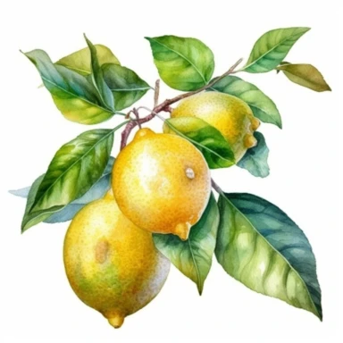 citrus wedding, Italian lemons clipart watercolor on a white background, high quality, photorealistic highly detailed watercolor