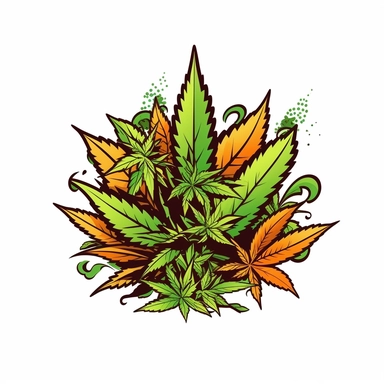Cannabis plant clipart, logo simple, vector, flat 2d, white background, vector style, graphic design, art, company registration, banksy colors
