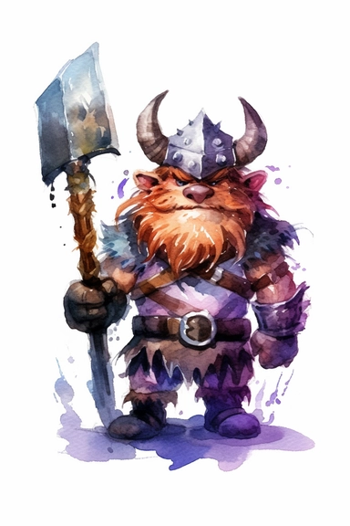 barbarian watercolor clipart cute isolated on white background