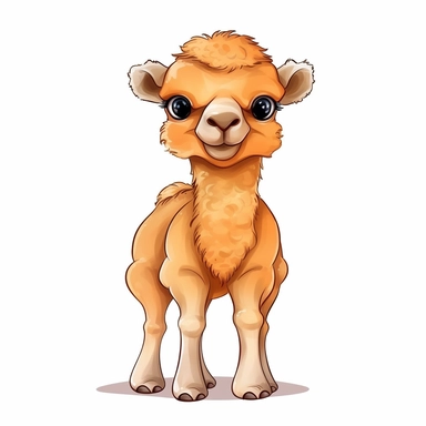 super cute clip art, baby camel, simple details, white background