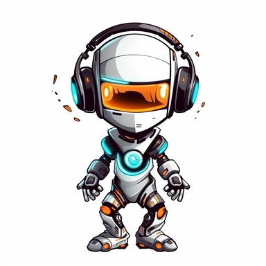adorable simple cyberpunk Dj robot clipart, white background, adobe illustrator vector