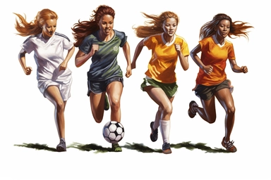 girls+soccer , highly detailed, isolated on white, clipart,