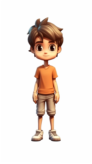 front view of an animated boy standing wearing tshirt character design, full body, drawing a face in maximum quality, high-quality drawing of the face,clipart, full Illustration, 4k, sharp focus, smooth soft skin, symmetrical, detailed face, concept art, style fairy tales, chibi kawaii, . Octane rendering, 3d, perfect face, detailed face, delicate face, perfect sharp lips, detailed eyes