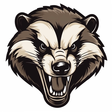 an aggressive badger head, clipart style