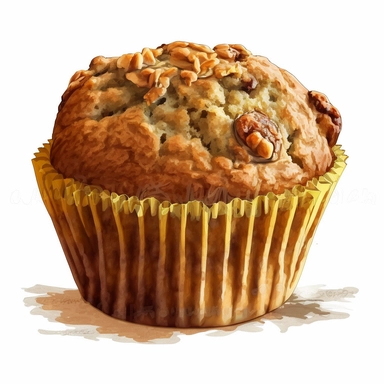clip art Vibrant Colored, Banana Nut Muffin, Isolated Background