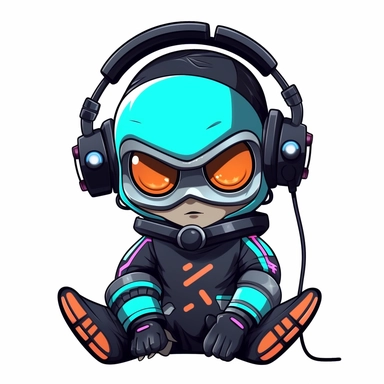 adorable simple cyberpunk Dj clipart, white background, adobe illustrator vector