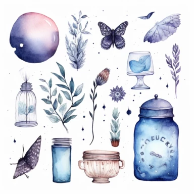 hand drawn mental health themed clipart set on white isolate background, watercolour, 8k, high quality