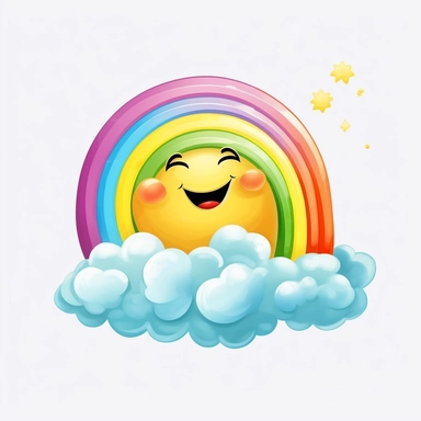 happy rainbow and cloud clipart ,style of the artwork, mood of the aartwork, vector, contour , white background, 8K quality, ultra detailed , without signature and without meaningless lines, clipart, white background, High Quality, no writting background, no writting, realistic , ultra detailed, no symbol, without logo and emblem