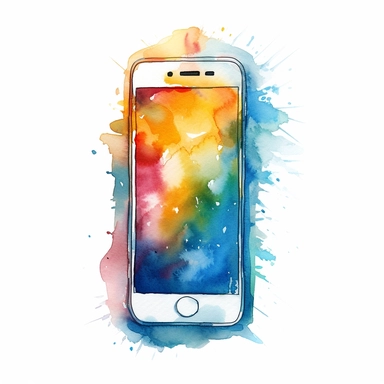 watercolor clipart of one single smart phone