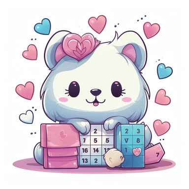 clipart of calendar kawaii white background