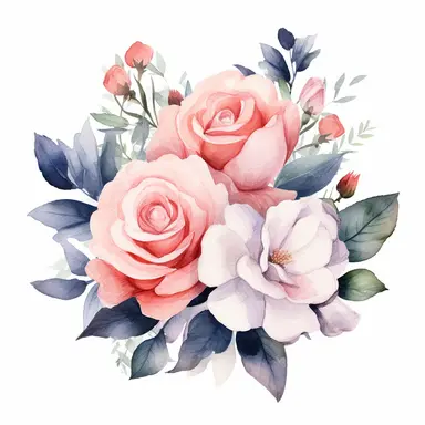watercolor roses. big beautiful wedding . boho bouquet. clipart. white background